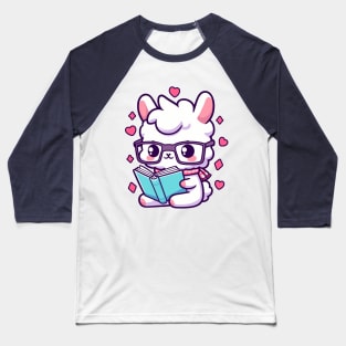 Kawaii Llama Reading Book Llama Lover Bookworm Baseball T-Shirt